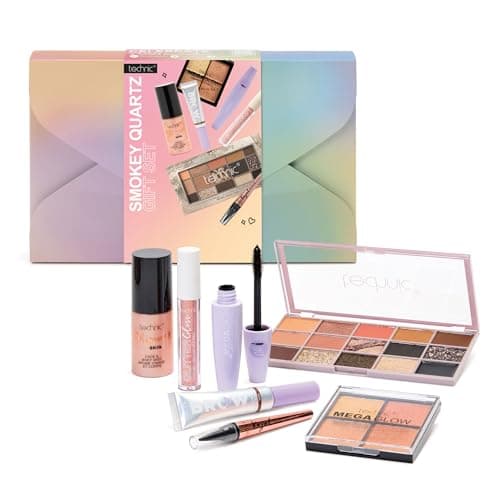Image of Technic Smokey Quartz 7-Piece Full-Size Makeup Gift Set – Eyes, Brows, Glow & Gloss in One Glam Kit