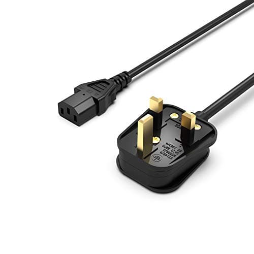 Image of Superer 1.2M UK Power Cable, BS1363 to IEC C13 3 Pin Power Cord,Short Kettle Lead Compatible with LG, Dell, Panasonic TVs & Monitors, PC, Computer