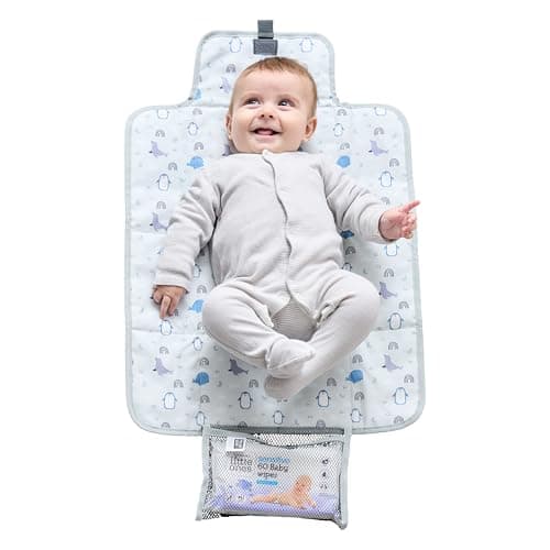 Image of Polar Gear Baby Changing Mat – Wipe-Clean for Newborns and Toddlers – Travel Changing Mat with Pocket – Soft, Padded and Foldable Changing Matt Baby (Artic Animals)