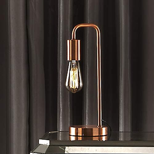 Image of K LIVING Caitlin Industrial Filament Bulb Table Desk Lamp Brushed Copper Rose Gold