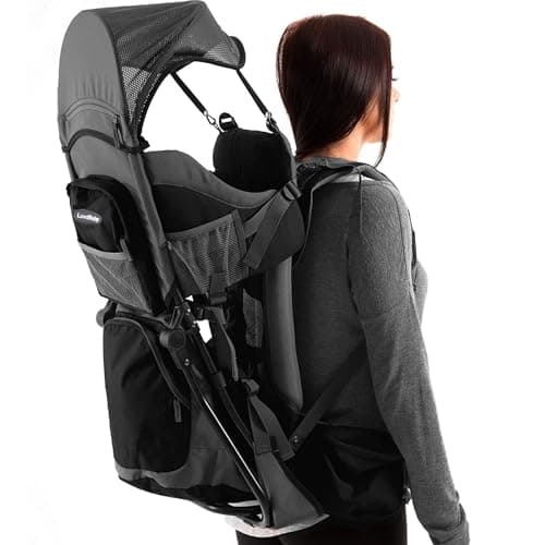 Image of Hiking Baby Carrier Backpack - Comfortable Toddler/Baby Backpack Carrier System with Diaper Change Pad, Insulated Pocket + Rain and Sun Hood to Protect Your Child