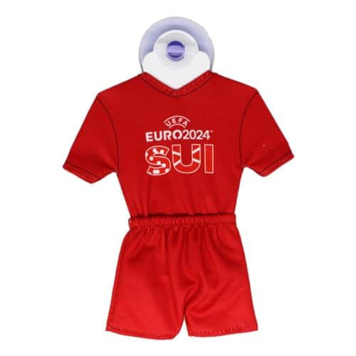 Image of UEFA Euro 2024 Mini Kit/Mini Jersey 17 x 14 cm with Suction Cup, Football Fan Item, European Championship, Officially Licensed Product, Gift Item (Switzerland Design)