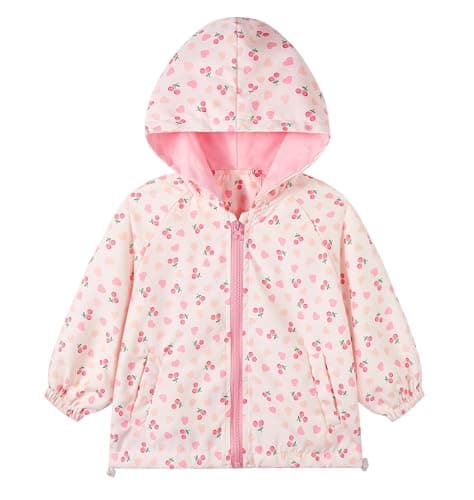 Image of Miipat Girls Hooded Jacket Lightweight Toddler Windbreaker Jacket Windproof Kids Coat Outerwear with Side Pockets(90 18-24 Months)