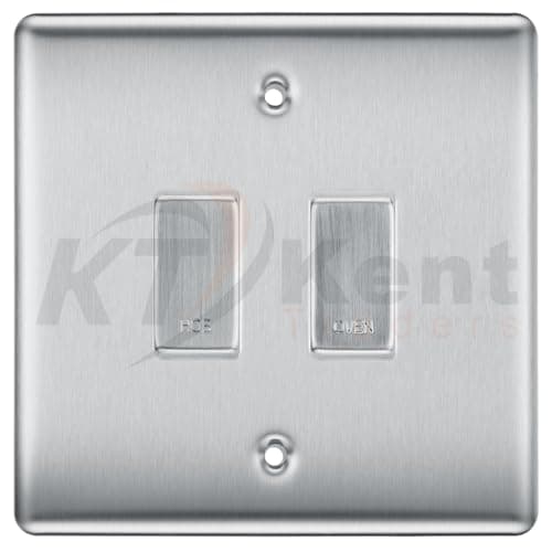 Image of BG Brushed Steel 2 Gang Satin Chrome Custom Grid Switch Panel Kitchen Appliance