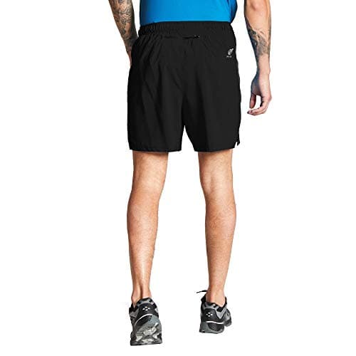 Image of Dare2b Men's Surrect Lightweight Gym Shorts, Water Repellent Reflective Running Shorts Black