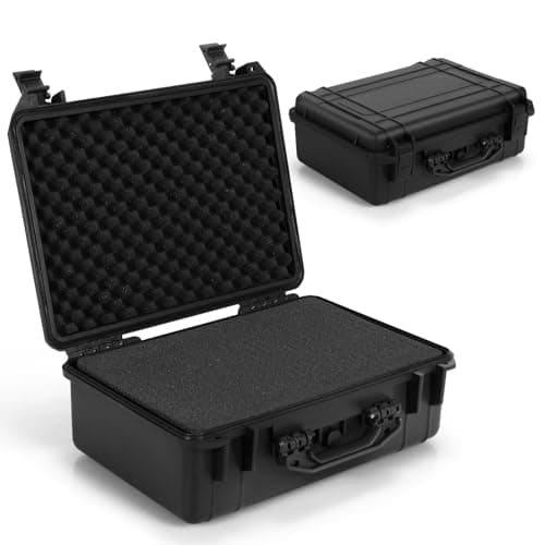 Image of GiantexUK Waterproof Hard Case, Protective Camera Case with Customized Foam, Portable Outdoor Tool Box for Electronics, Drones,Cameras and Firearms(Black, 56x44x22cm)