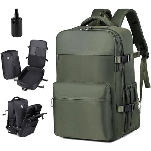 Image of Lunapack Backpack, Luna Pack Backpack, Mylunapack, Vacuum Backpack Travel Bag with Pump, Waterproof Laptop Backpacks with Compression System, Large Travel Luggage Backpacks for Women and Men (Green)