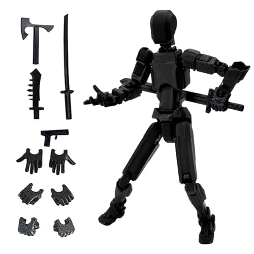 Image of Azxndy 3D Printed Moveable Joints Robot，Finger Exercising Toys Assembly Set，Multi Joint Movable Model，Full Body Mechanical Movable Toy,Movie Character Desktop Decoration for Game Lovers (black)
