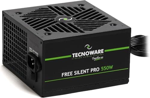 Image of Tecnoware Power Systems Free Silent Pro 550W ATX Power Supply for Advanced PCs with NVIDIA GeForce GTX Graphics Card - RTX, Silent Fan, PCI-E Connectors, CPU 4+4, SATA, Molex.
