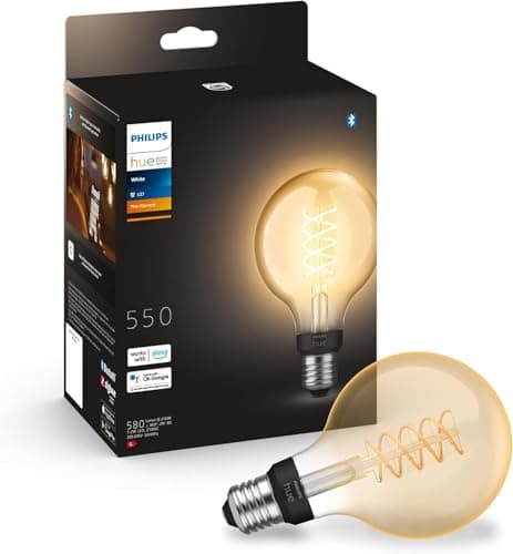 Image of Philips Hue White Filament Retro E27 G93 Globe Works with Alexa Smart Light