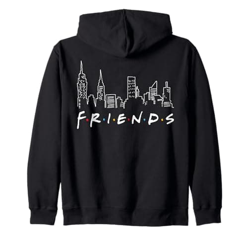 Image of FRIENDS TV Show Skyline Logo NYC Vintage 90s Fan Sitcom Nerd Zip Hoodie