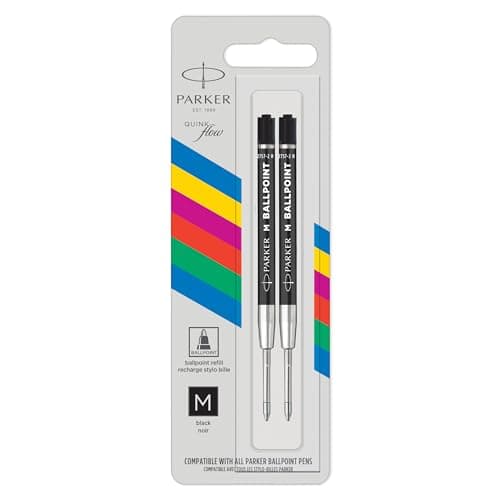 Image of Parker Quinkflow Ballpoint Pen Refills Black Medium (2 Pack)