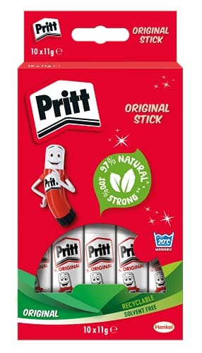 Image of Pritt Glue Stick, Safe & Child-Friendly Craft Glue for Arts & Crafts Activities, Strong-Hold adhesive for School & Office Supplies, 10x11g Pritt Stick,White