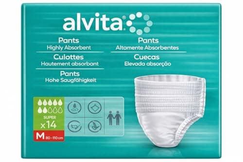 Image of Alvita Highly Absorbent Incontinence Pants – Adult Pull-Up Pants for Bladder Weakness, Leak Protection & Odour Control (Pack of 14) - Award Winning Briefs (Medium Super)