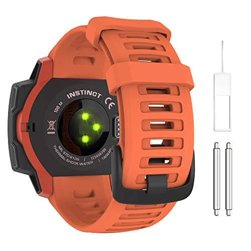 Image of MoKo Strap Compatible with Garmin Instinct/Instinct Solar/Tactical/Instinct 2 GPS Smartwatch, 22mm Soft Silicone Sport Replacement Watch Band Wristband, Flame Red