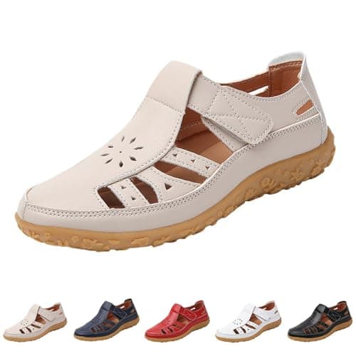 Image of Hotter Sandals for Women Wide Fit Summer Extra Wide Closed Toe Cushioned Slipper Ladies Breathable Orthopedic Athletic Shoes Beach Sandal Running Shoes Women