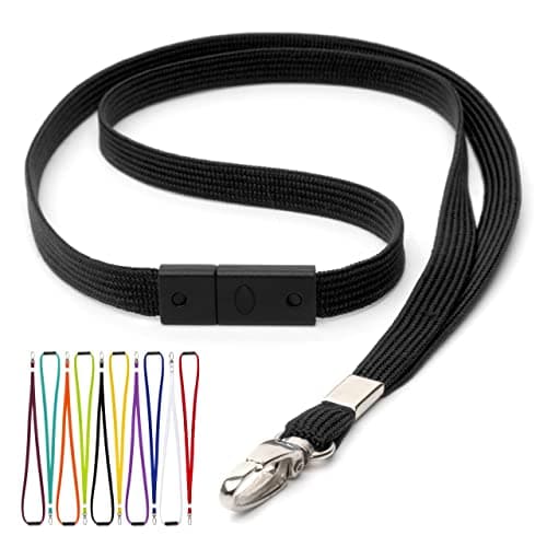 Image of CKB LTD Breakaway Safety Lanyard Neck Strap Swivel Metal Clip for ID Card Holder with Quick Pull Release Design Lanyards Bulk Pack of 10pcs (Black)