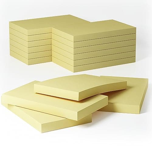 Image of 12 Pads- 76 x 127 mm Large Classics Yellow Sticky Notes,Self-Stick Memo Pads Its Strong Adhesive Notes,80 Sheets/Pad