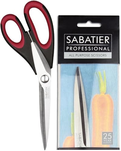 Image of Sabatier Professional All Purpose Scissors – Heavy Duty 25cm Stainless Steel Utility Shears with Soft Grip Handles. Perfect for Fabric, Paper, Herbs, Vegetables & Household Tasks. Dishwasher Safe