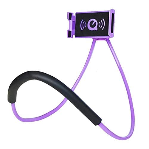 Image of Haoxuann Cell Phone Holder, Universal Smart Mobile Phone Stand,Hanging on Neck Cell Phone Mount Holder(360 Rotating) Multiple Functions Flexible Lazy Bracket (purple)