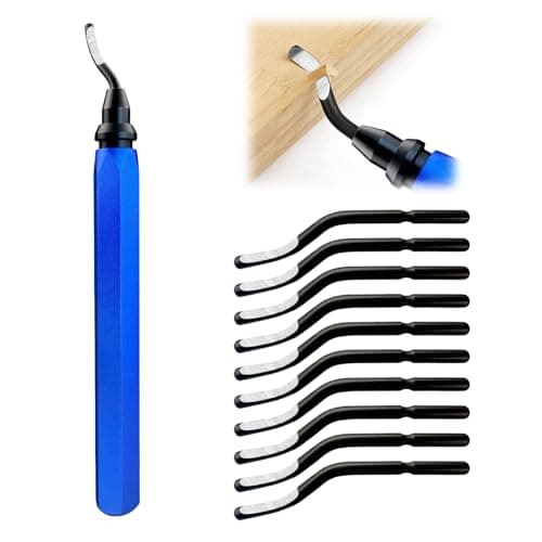 Image of Lethra Deburring Tool Set, Metal Handle Hand with 10 BS1010 High Speed Steel Replacement Blades, 360° Rotating Burr Remover tool for Plastic, 3D Printing, Aluminum, Copper, PVC and Steel