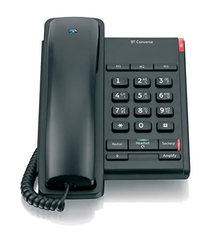 Image of BT Converse 2100 Corded Landline House Phone, Home Phone, 3 Quick Dial Buttons, Headset Socket, Black