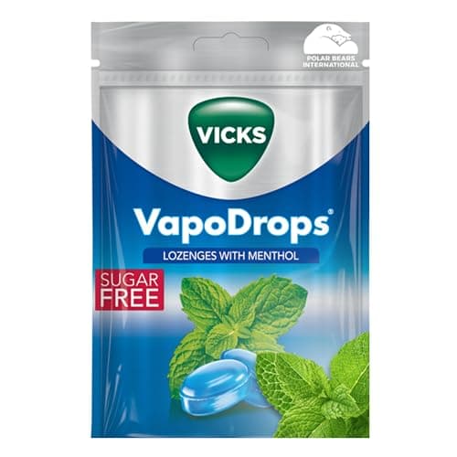 Image of VICKS VapoDrops Menthol, Classic Sugar Free Vegan Lozenges With Menthol, Pack 72g