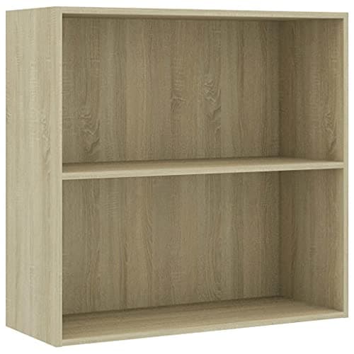 Image of vidaXL 2-Tier Book Cabinet/Bookshelf - Sonoma Oak - Engineered Wood - 80x30x76.5 cm - Living Room/Office