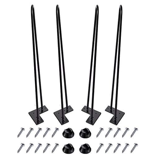 Image of MSOBAIW Hairpin Legs 28 Inch Set of 4, DIY Metal Table Furniture Legs Ideal for Dining Table, Desk, 3/8" Diameter Mid Century Modern Style (71 cm, Black)