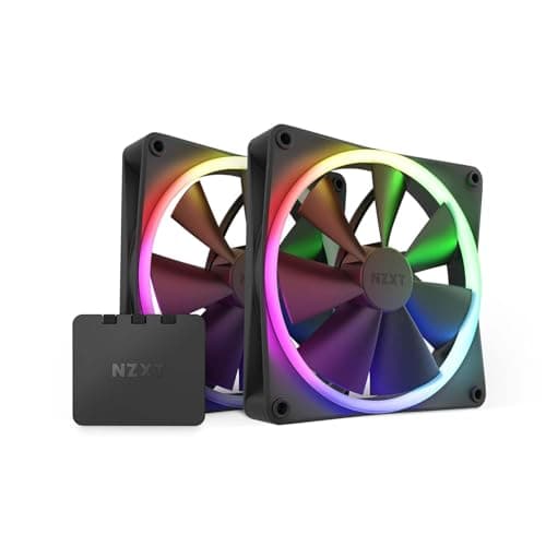 Image of NZXT F140 RGB Fans - RF-R14DF-B1 - Advanced RGB Lighting Customization - Whisper Quiet Cooling - Twin (RGB Fan & Controller INCLUDED) - 140mm Fan - Black