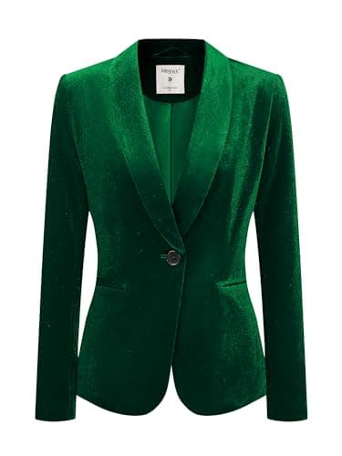 Image of Allegra K Women's Office Coat Solid Shawl Collar Button Velvet Blazer Green L-16