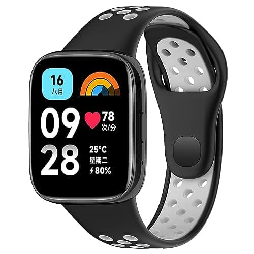 Image of CZhkg Watch Strap for Redmi Watch 3 Lite/Watch 3 Active Strap, Silicone WatchBand Armband, Replacement Strap Bracelet Wristband Wrist Strap Loop for Redmi Watch 3 Active/Watch 3 Lite (black grey)