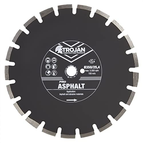 Image of Trojan Pro Asphalt Diamond Blade - Abrasive Blade For Asphalt, Breeze Block, Green Concrete, Screed, Course Materials & More