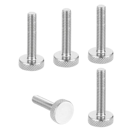Image of sourcing map M6x35mm Knurled Thumb Screws, 304 Stainless Steel Flat Head Thumb Screws Metric Diamond Knurled Head Bolts Grip Knobs Hand Tighten Thread Fasteners, 16mm Dia. 5 Pcs