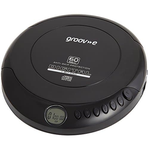 Image of Groov-e RETRO Compact CD Player - Personal Music Player with CD-R & CD-RW Playback - Anti-Skip Protection, Programmable Tracks - Earphones Included - Micro-USB or Battery Powered - Black