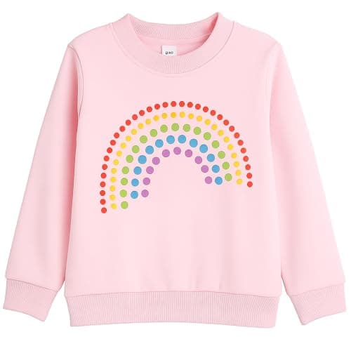 Image of Junellz 7 Years Old Spotted Girl Rainbow Jumper Dotted Girls Sweatshirt Pink Kid Jumper