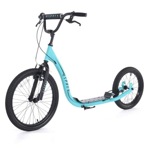 Image of Osprey BMX Scooter | Adult Scooter with Big Wheels, Adjustable Handlebars and Off-Road Calliper Brakes, Blue