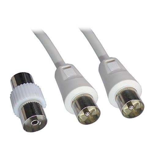 Image of AQUARIUS 15 Metre White Coaxial TV Aerial Cable - Male to Male with Female Coupler