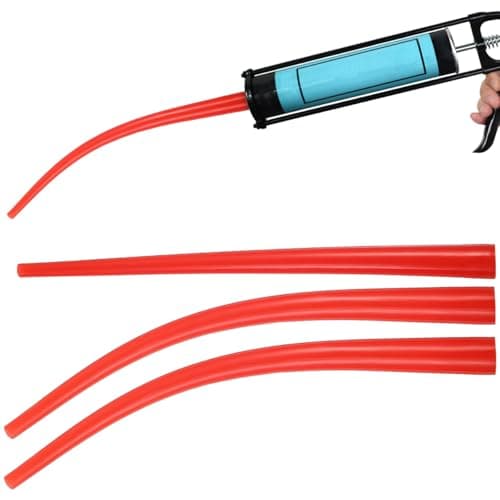 Image of 3Pcs Caulking Nozzle Tips: Extra Long Flexible Caulk Extension Tubes for Reach Hard Places Precision Glue Applicator Replacement Set for Sealant Grout Repair Window Door, Red (10.2 Inch)