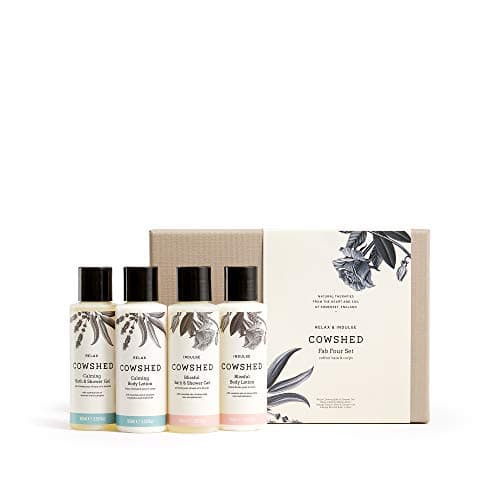 Image of Cowshed FAB Four Set - 4 x 100 ml - Luxury Gift Sets for Women - Calming Bath & Shower Gel - Calming Body Lotion - Blissful Bath & Shower Gel - Blissful Body Lotion - Travel-Friendly Set