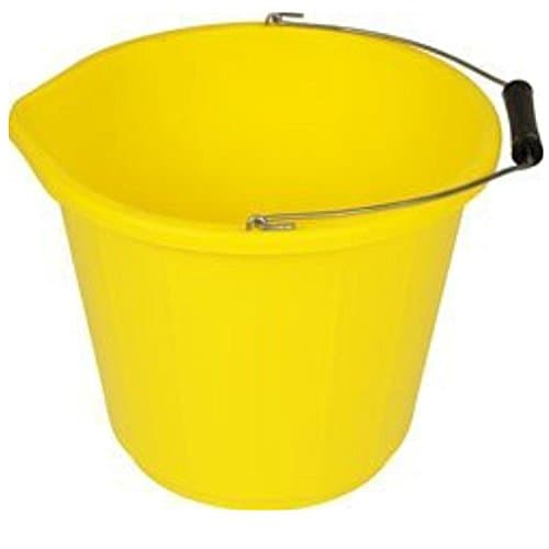 Image of Srendi® Black/Yellow Plastic Builders Bucket 3 Gallon 14 Litre Water Mixing Storage Strong with Handle Made in U.K. (Yellow, 1)