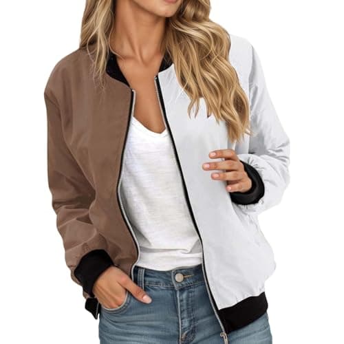 Image of Generisch 2025 Lightweight Men's Hoodie with Zip, Casual, Loose Fit, Short Jacket with Colour Block Design for Outdoor Sports, Everyday Coat, Women, Cute, brown, XS