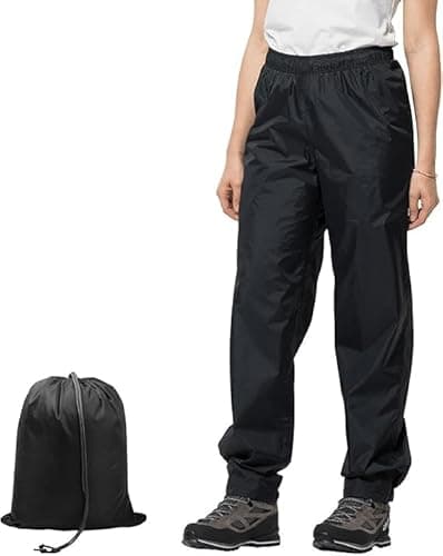 Image of Waterproof Trousers Womens,Breathable Waterproof Overtrousers Womens Hiking Walking Trousers for Women Summer,Lightweight Windproof Rain Over Pants (UK, Alpha, XS, Regular, Regular, Black)