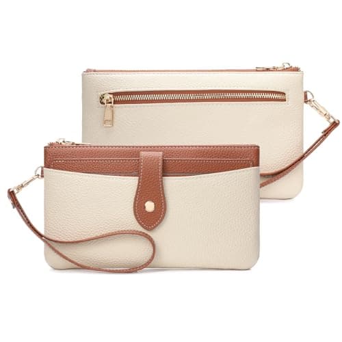 Image of GAEKEAO Wristlet Clutch Bag for Women Leather Phone Purse Ladies Handbags with Wrist Strap Multifunction Card Holder