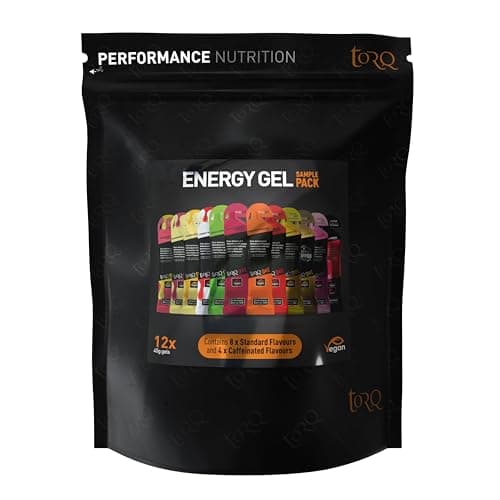 Image of TORQ Running Gels with Caffeine & Electrolytes - 2:1 Maltodextrin: Fructose for Endurance Sports & Optimal Performance | Energy Gels for Running, Cycling & Sport - 89mg Guarana | 12 Pack Sample Box