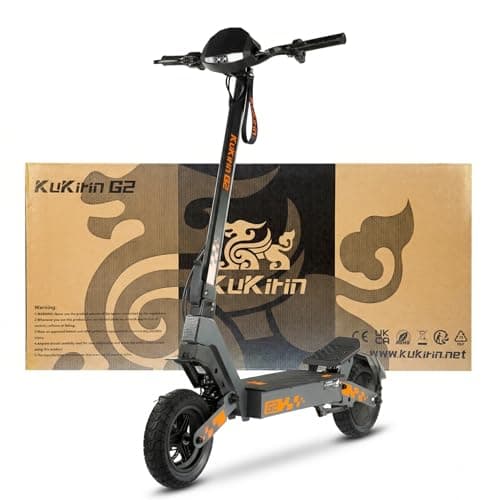 Image of KuKirin G2 Electric Scooter for Adults, Long Range Foldable E Scooter, 55km Range, 10-Inch Off-Road Tyres, Dual Suspension, Dual Brakes, Touch Display, IPX4 Water Resistant, EN17128