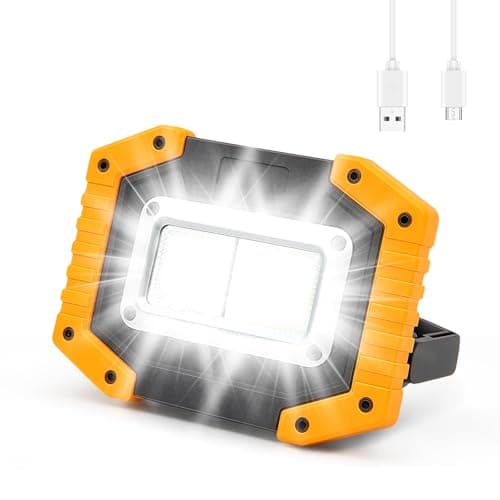 Image of Rechargeable 30W LED Work Light,3 Modes 2000LM Portable COB Floodlight Waterproof Camping Lights, Security Lights Outdoor for Garage Hiking Fishing Emergency (Batteries Included)