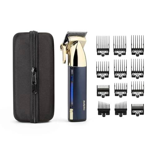 Image of BaByliss Super-X Metal Series, Cordless Hair Clipper - Japanese Steel Blades, 10 Comb Attachments, 2 Tapered Guides, Lithium Battery, Digital Display, Metal Body, Blue/Gold, E992U