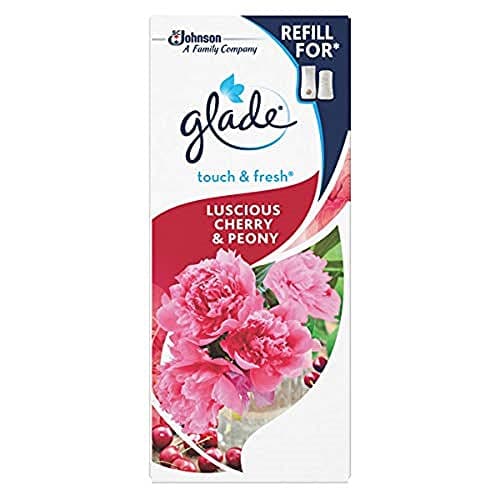 Image of Glade Touch & Fresh Air Freshener Spray, Touch Activated Odour Eliminator for Bathroom & Home, Cherry & Peony, Pack of 12 (12 x 10ml)