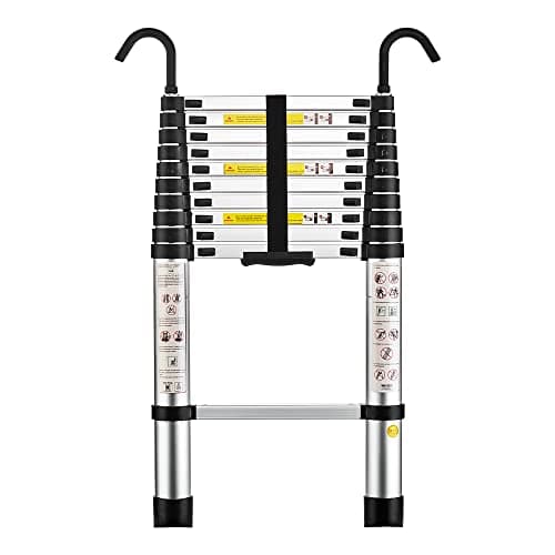 Image of STANEW Telescopic Ladder 3.2 M /10.5 FT,Aluminium Ladders Extendable with Detachable Hooks, Multi-Purpose Telescoping Ladder with Thickened Non-Slip Feet, Max Load 150 KG